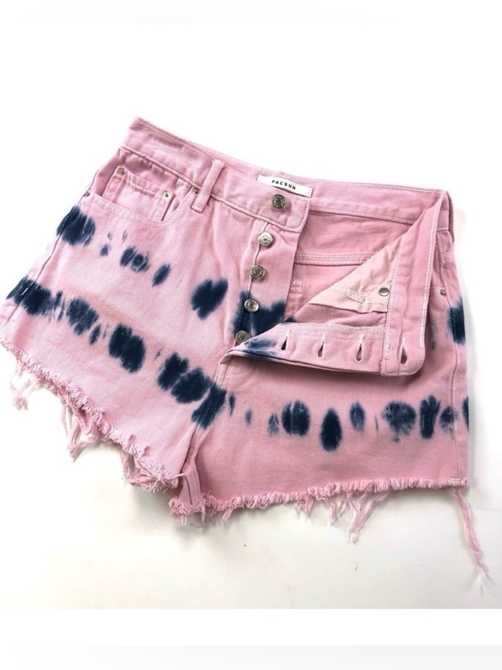 Pacsun tie dye marbled ultra high rise buttonfly cutoffs Size 28in Boho Festival